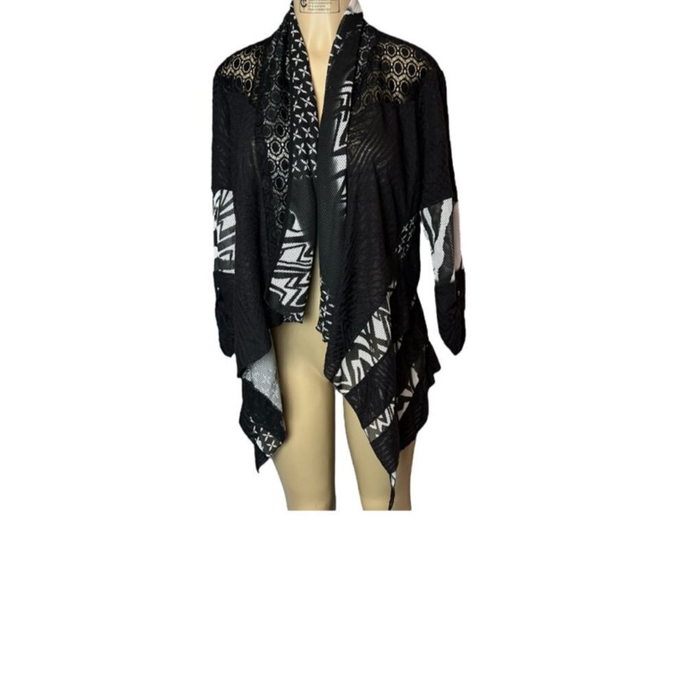 MONA LEAH COUTURE Paris Cardigan in Black and White Size Medium​​​​​